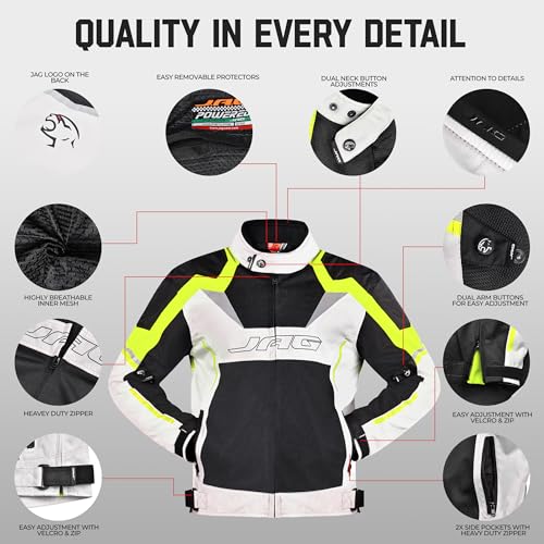 Image of J.A.G. JAG Mesh Motorcycle Jacket-Biker Jacket-CE Armored Motorbike Jacket Men-High Visibility Breathable Riding Jacket