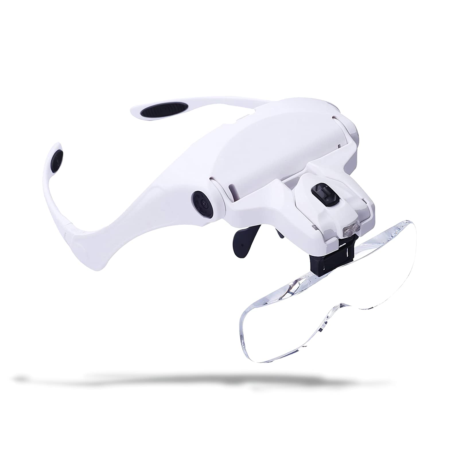 Magnifying Glasses - Headband Magnifier Glasses with 2 Led Light, Hands-Free Interchangeable Headband and 5 Lenses for Close Work