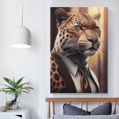 Décoration murale abstraite jaguar POLIUAWS gris 60x90 cm pour salon