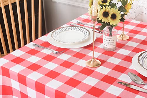 2 Pack Waterproof Polyester Fabic Square Checkered Tablecloth，54x54 Outdoor Table Cloth，Oil Stain Prevention Table Cloth for Pinics and Parties（Red and White） by Cupuamon - Image 4
