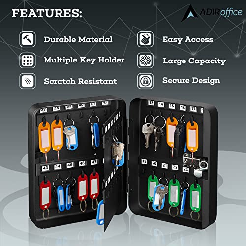 Adiroffice Combination Lock Keys Cabinet Security Storage Box Organizer Holder Locked Key Box Wall Mount Steel 48 Slots #TOP3