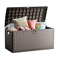 Ortus Collective Outdoor Storage Box - Waterproof Resin Deck Box, 80 Gallon Lockable Storage Bin for Patio Furniture, Garden Tools, Pool Accessories (Brown)