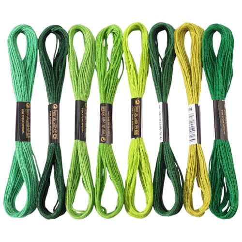 CABODYALS 8 matassa 6 fili Filo Da Ricamo Verde Variegato Filo Da Punto Croce Sfumato In Poliestere Filo per Braccialetti Dellss'Amicizia Corda Sfusa per La Creazione di Braccialetti Cucito A Mano Mag