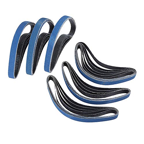ExcInter 10PCS P80 20mm x 520mm Zirconium Abrasive Sanding Belts Air Belt Sander Aluminium Oxide for Welding Grinding