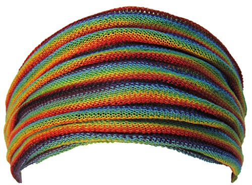 Gheri Multicoloured Stretchable Double Long Headband Bandana Rainbow