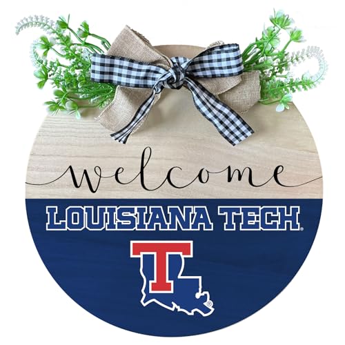 Louisiana Tech Bulldogs Wooden Wreath Welcome Sign Officially Licensed Collegiate Product Single