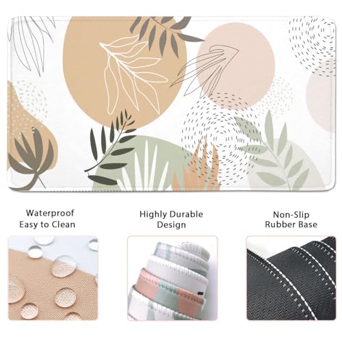 Image of 4-in-1 Large Mouse Pad, Keyboard Wrist Rest Pad & Wrist Support Mousepad Set, Extended Desk Pad Waterproof Desk Mat for Home Office Study Game - Leave