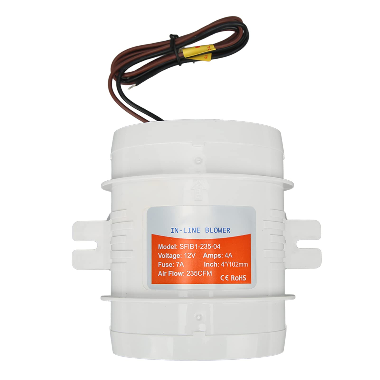 Dilwe Ventilador de Ventilación Marina de Aire en Línea de 4 Pulgadas Ventilador Eléctrico Bilge 235cfm DC12V con Carcasa de ABS y Núcleo de Motor de Cobre para Barcos RVs Yates Salas de Máquinas