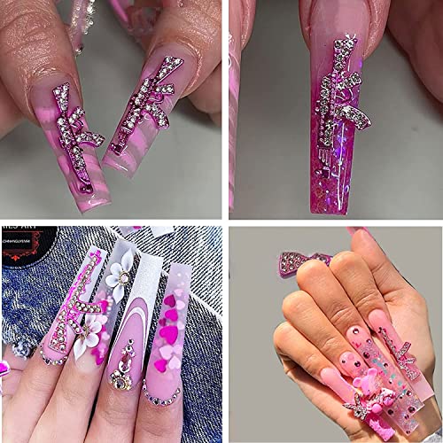 Kachimoo Alloy Gun Nail Charms,10 Pcs Shiny Diamonds 3D Metal Gun Nail Art Charms Gun Charms For Nails Nail Rhinestones For Nail Art Decorations Nail Accessories (Rose) #TOP6