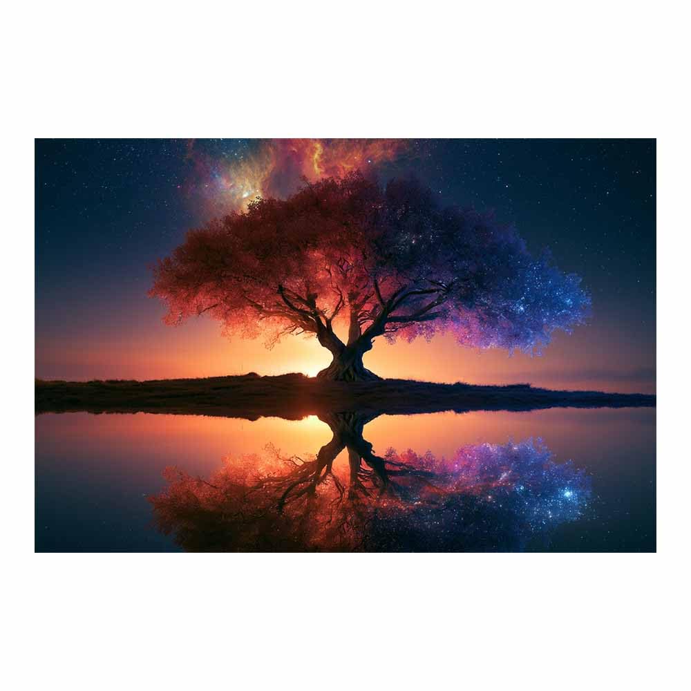 HOQIU Canvas Wall Art Glowing willows tree tree poster, landscape wall art, for Living Room Bedroom Bathroom.(Multicolor)-60x80cm Unframed