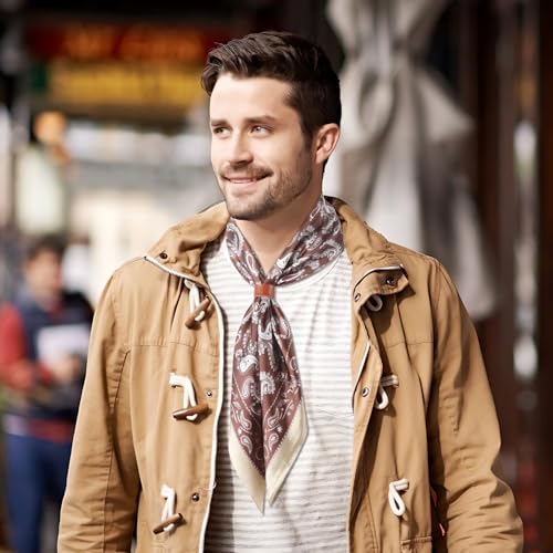 Image of 27.5 Inches Square Silk Feeling Neck Scarf for Men Necktie Silk Bandanas Pocket Square Cowboy Scarves