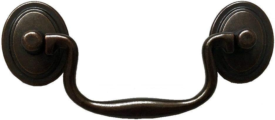 3-1/2" C-C Bail Drawer Pull Drop Swing Handles Dresser Pulls Cabinet Knob Dark Antique Brass Vintage Style 3.5" (89 mm) Centers (C-C: 3.5" (89 mm))