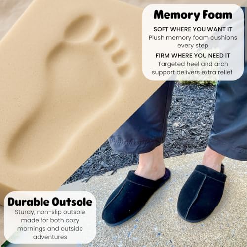 Image of Dearfoams Men's Bradford Genuine Suede House Shoe Scuff Slipper | Casual Slippers