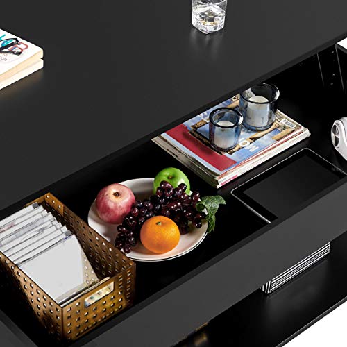 Yaheetech Lift Top Coffee Table With Hidden Compartment And Storage Shelf, Rising Tabletop Dining Table For Living Room Reception Room, 47.5In L, Black #TOP7