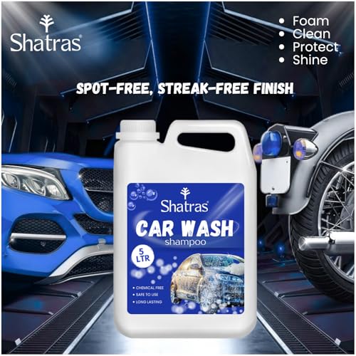 Image of Shatras Car Wash Shampoo - High Foam Car Cleaning Liquid | pH Neutral Formula | Scratch-Free Wash | Deep Cleaning & Extra Shine | Suitable for All Vehicles - 5L (BLUE)