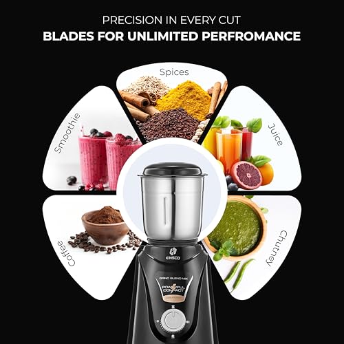 Image of Kinsco 550W Blender Mixer with 3 Jars | Heavy Duty Motor for Daily Grinding and Juicer | Strong Steel Blades | Home and Kitchen | Black