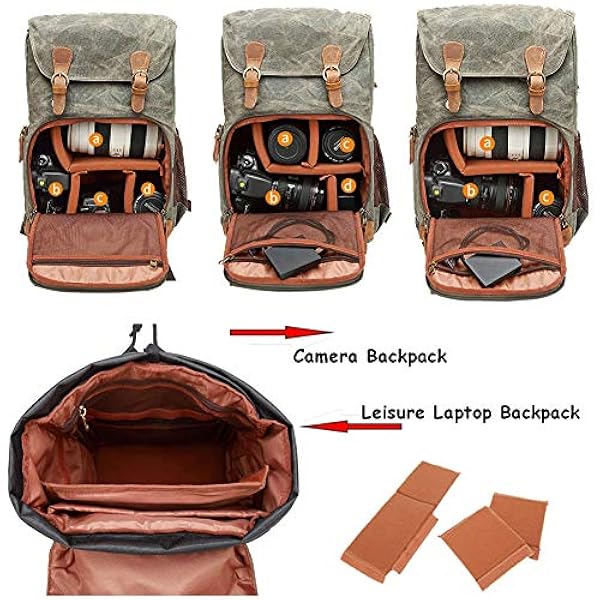 Camera Rugzak, Canvas SLR camera rugzak, waterdicht en schokbestendig, gebruikt voor grote capaciteit gebruik van camera's, lenzen, laptops en accessoires voor reizen