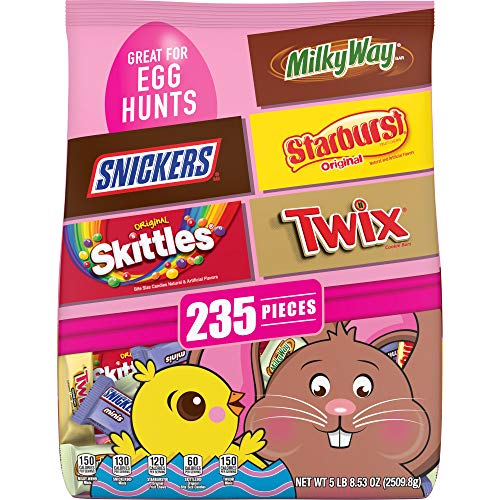 Snickers, Skittles, Starburst, Twix and Milky way Easter Candy Bag, 235 Pieces, 88.53 Oz.