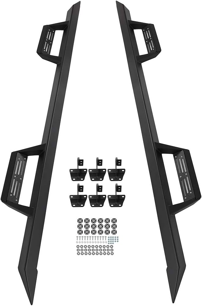 Running Boards & Steps Aluminum+ABS Plastic,Side Step Nerf Bars Fits for 99-16 for Ford for F-250 / for F-350 SD Crew CAB B