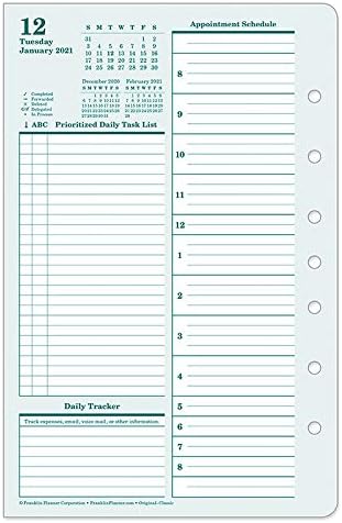 FranklinCovey Classic Original Two Page Per Day Ring-Bound Planner - Jan 2021 - Dec 2021