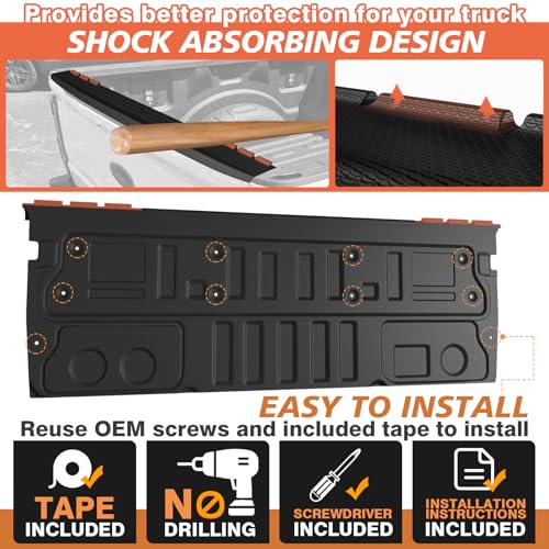 Image of TripleAliners Truck Mat Compatible with 2023-2026 Ford Super Duty F250 /F350 /F450 Accessories, Tailgate Mat Custom Fit All Weather Protection Pickup Liner, w /Tailgate Cap Protector