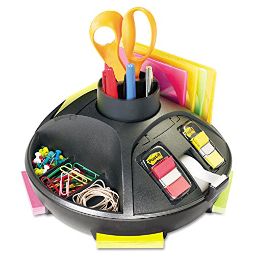 Post-it Rotary Organizer, Black, Keep your desk or common area organized with this convenient desk organizer (C91) 72