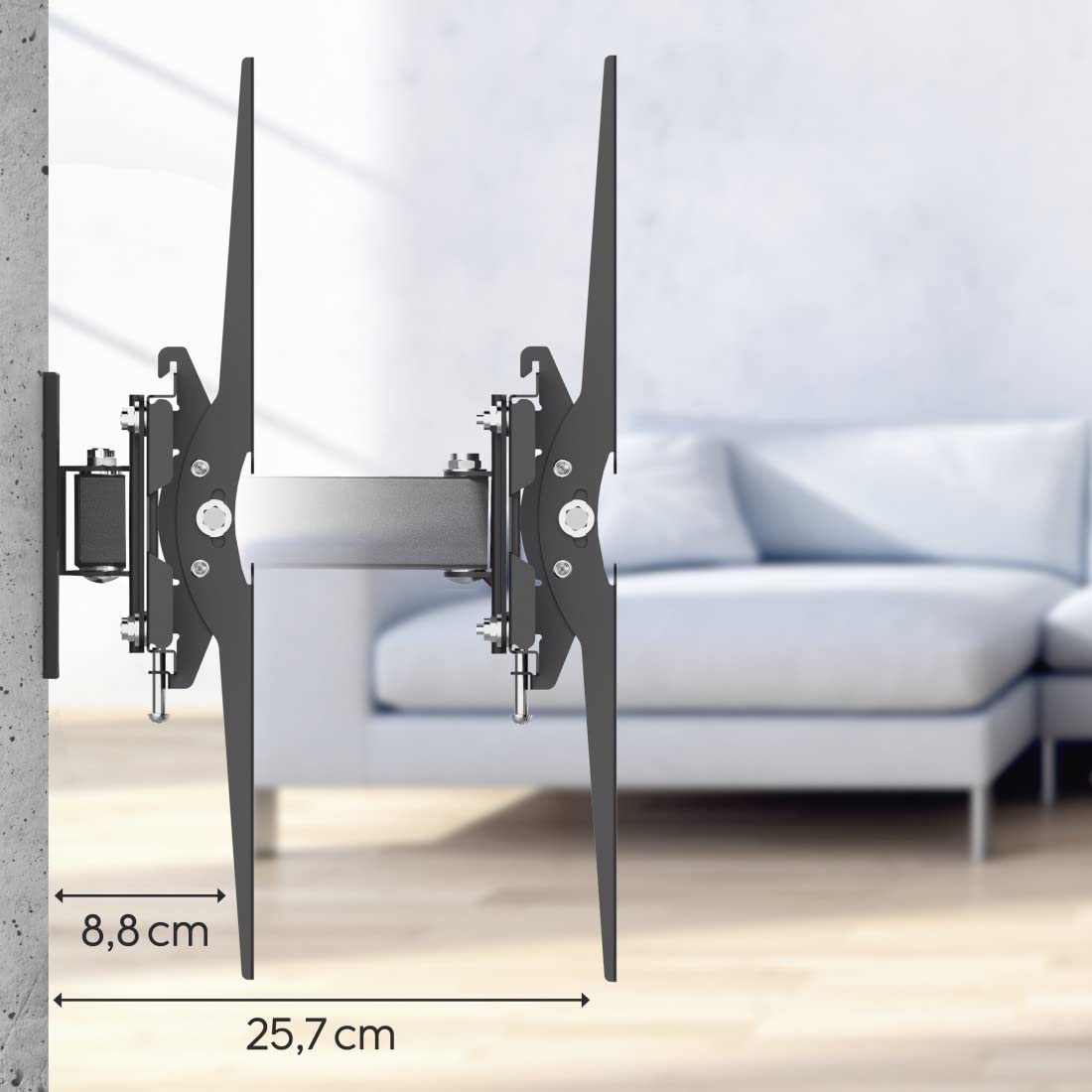 Hama TV Wandhalterung schwenkbar, neigbar, ausziehbar (TV Wandhalterung 32-65 Zoll, VESA 100x100 bis VESA 400x400, bis 30kg, mit Fischer-Dübeln) schwarz