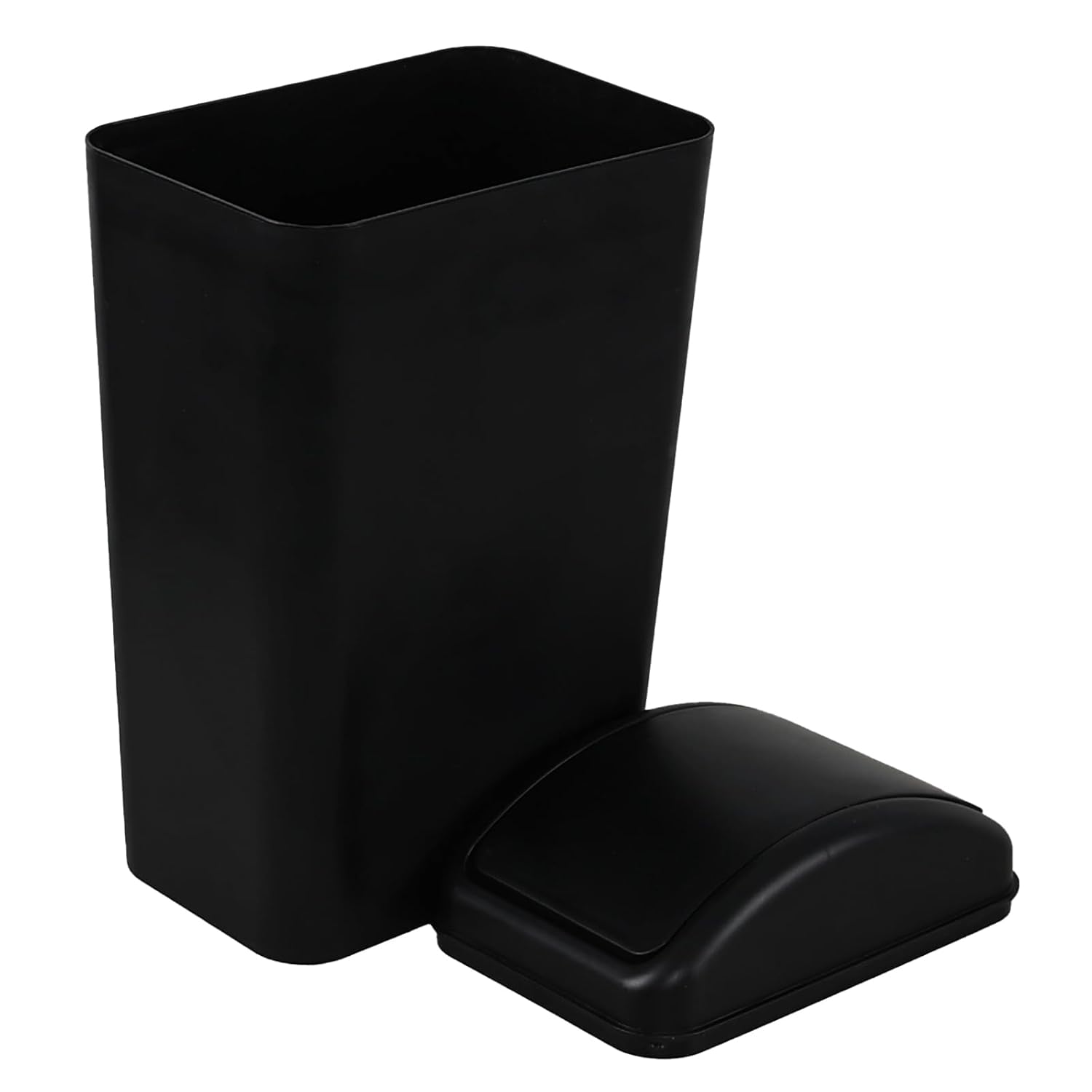 12L/3.5 Gal Plastic Swing-Top Trash Can, Black Slim Garbage Can