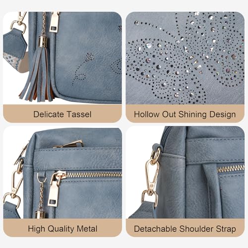 Image of KITEVIUN Crossbody Bags for Women Trendy Leather Crossbody Purse Shoulder Handbags Butterfly Design