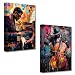 PBXBJY Black Music Wall Art Jazz Canvas Prints 2 Pieces African American Playing Piano and Violin Pictures Print Vintage Music Themed Poster Classroom Bar Decor Framed (16L x 12W x 2Ps)