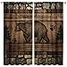 Black Bear Kitchen Blackout Curtains,Woodland Wild Animal Window Drapes,Rustic Farmhouse Stone Brick Wall Wooden Board Background Pine Bear Paw Print for Farmhouse Living Room Kids Room 42x45 Inch