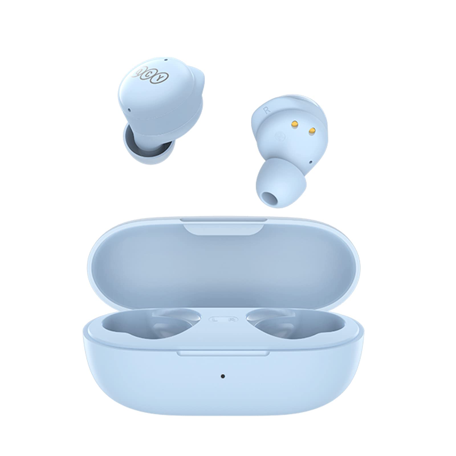 QCY Bluetooth Earbuds T17 Wireless Earbuds with Charging Case Waterproof Stereo Headphones in Ear Built in Mic Headset Touch Control Premium Sound for Sports, Blue