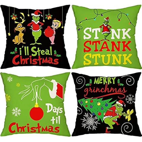 JXZYGMD Christmas Pillow Covers 18x18 Set of 4 Christmas Decorations Lumbar Pillow Cover Decorations for Sofa Winter Home Decor Cover