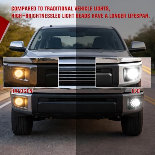 Image of Nilight LED Fog Light Assembly Compatible with 2014 2015 2016 2017 2018 2019 2020 2021 Toyota Tundra Fog Lamps with DRL Clear Lens Driver and Passenger Side
