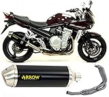  arrow 71822aon+71372mi+71374mi, silencieux avec collecteur, système complet approuve open race-tech aluminium noir, embout en acier, compatible avec moto suzuki gsf 650 bandit s 2008 mototopgun