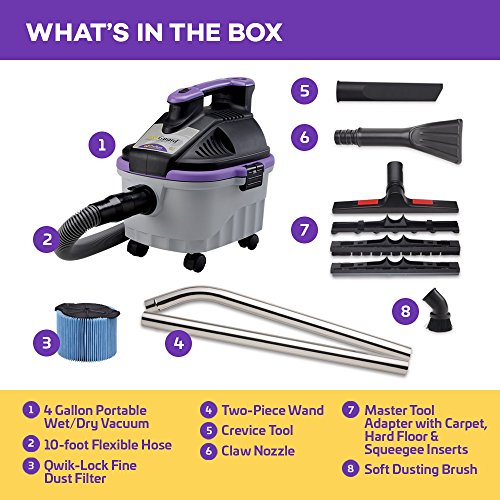 Proteam Wet Dry Vacuums, Proguard 4 Portable, 4-Gallon Wet Dry Vacuum Cleaner With Tool Kit #TOP1