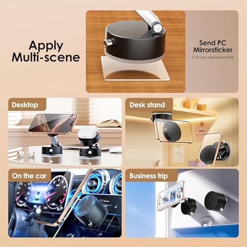 Image of Magnetic Car Phone Holder | Vacuum Suction Dashboard, Mirror & Gym Mount | Foldable Adjustable Mobile Stand | Hands-Free Phone Holder for iPhone & Smartphones