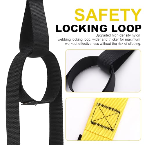 Home Resistance Training Kit | Full-Body Workout with Suspension Trainer Straps, Door Anchor, Handles, and Carrying Bag | Complete Home Gym Equipment (Yellow) - Thumbnail 5