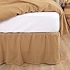 VHC Brands Burlap Solid Color Cotton Farmhouse Split Corners Gathered King Bed Skirt Natural Tan