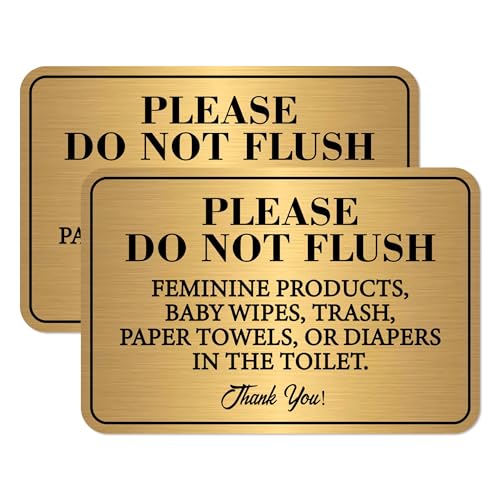 2PCS Please Do Not Flush Rule Sign for Bathroom and Business Self Adhesive