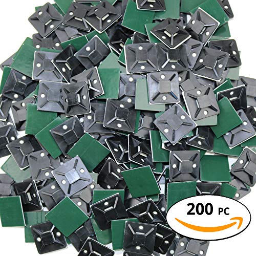 200 AdhesiveBacked Zip Tie Anchors by APTronix. Heavy Duty