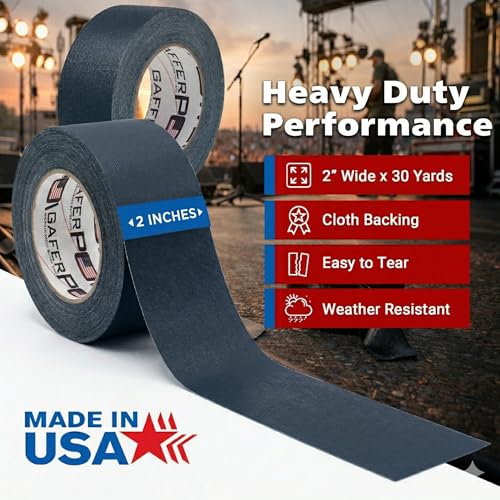 Image of Gaffer Power Midnight Blue Gaffer Tape 2 inch x 30 Yards - No Residue, Made in USA, Professional Grade, Non-Reflective Matte Cloth Tape for Stage, Photography & Cable Management