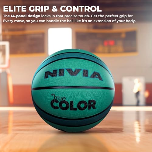 Image of Nivia True Color Basketball, As per BFI Standard, 14 Panels, Moulded Soft Rubber Cover with Pebbled Texture, Butyl Threadwounded Bladder, Made for Tournaments, To Play on All Indoor & Outdoor Surfaces