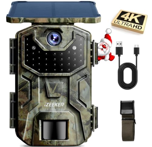 iZEEKER Fototrappola Solare 4K 30fps 48MP, Fototrappola Infrarossi con LED 850nm Batteria da 2600...