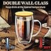 PARACITY Double Wall Glass Coffee Mugs 16OZ with Bamboo Lid/Spoon, Glass Coffee Cups Set of 2 with Handle, Insulated Clear Coffee Mug, Perfect for Latte, Cappuccino, Espresso, Hot Beverage, Tea