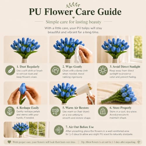 Image of Mandy's 20pcs Artificial Light Blue Tulips