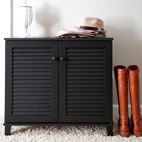 Image of APRODZ Mango Wood Zacka Shoe Cabinet for Home | Shoe Rack Organiser | Brown Finish