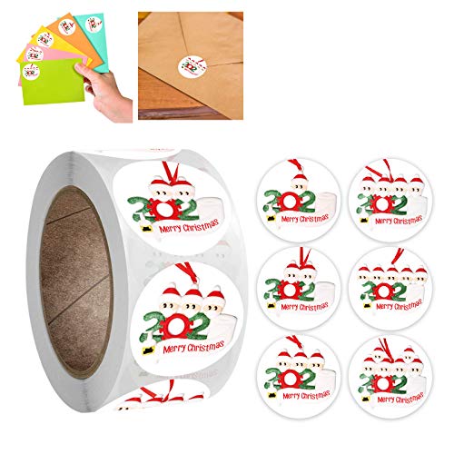 GBSELL Merry Christmas Stickers, 2020 Christmas Quarantine Survivor Round Label Stickers Envelope Stickers Seals for Cards Present Envelopes Boxes Bag Sealing Decorations (B)