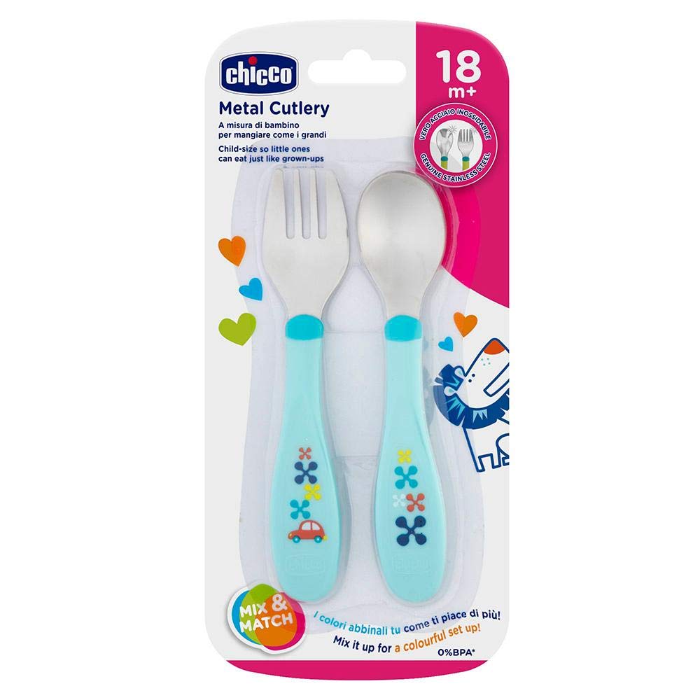 Chicco Metal Cutlery Boy Neutral, Blue/Green-image-28