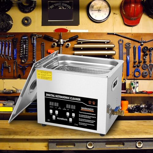 ACMESONIC- Máquina de limpeza ultrassônica 10L Limpador de peças ultrassônico digital com temporizad